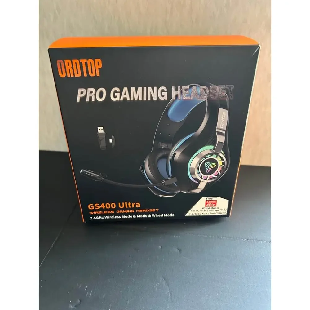Ordtop GS400 Ultra Wireless Gaming Headset Over Ear Headphones White PC Console
